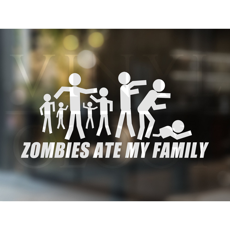 Zombie Stick Family Decal, Funny Stick Family Car Decal, Family Vinyl Decal, Stick Figure Family, Car Decals, Laptop Decals, Car Stickers.jpg