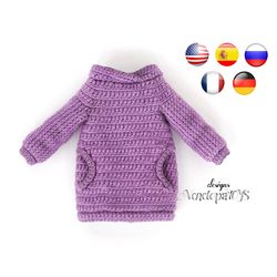 Pattern Crochet Clothes for Doll - Sweatshirt dress