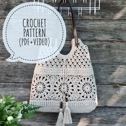 Crochet  bag pattern for women Crochet  summer handbag instruction Handmade boho purse tutorial PDF crochet pattern bag