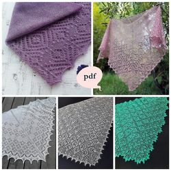 5 Lace Shawls Knitting Patterns Collection Digital E-book Triangular Shawls Wraps
