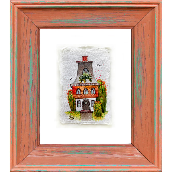 Mini Original Drawing Cottage painting Mini Original art Miniature watercolor Smal | Inspire ...
