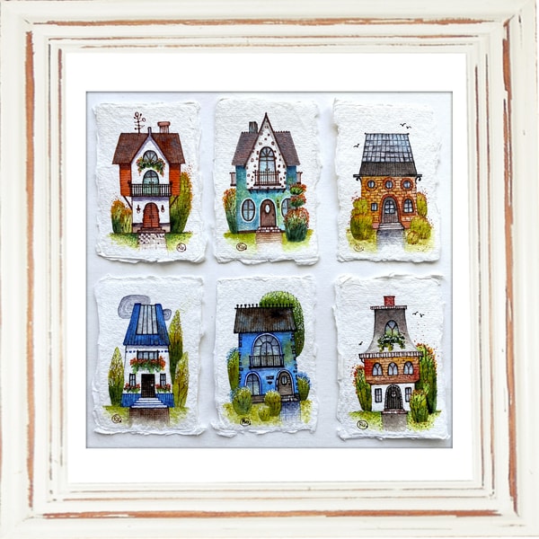 Mini Original Drawing Cottage painting Mini Original art Miniature watercolor Smal | Inspire ...