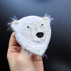 Polar Bear Brooch beaded brooch brooches for woman gift for man