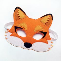 Kids fox costume, animal felt kids mask to cute fox cosplay costume girls, fox cosplay costume, felt red fox mask.