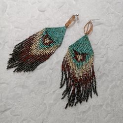 Boho style earrings made of handmade Japanese beads.