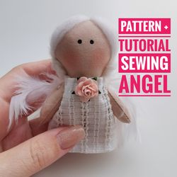 pattern christmas angel. tutorial pdf sewing doll angel size 10 cm (3.9 inches). christmas ornament