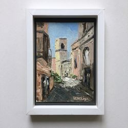 Italy Painting Original Oil Cityscape Artwork Italy Street Painting