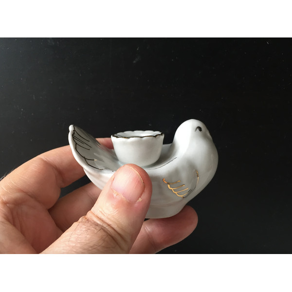 Ceramic candle holder - White Holy Dove