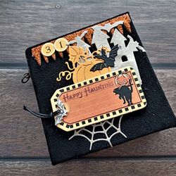 Small Halloween junk journal for sale handmade Gothic junk book Spooky grimoire Victorian alchemy notebook