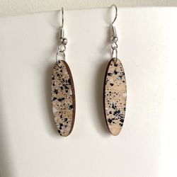 Handmade Wooden Earrings, Light Wooden Earrings, Earrings Hand Painted Wooden Painted, Wooden Earrings, size 1,3"
