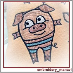 Machine Embroidery Design For Child Cheerful Pig 3