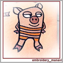 Machine embroidery design for child Cheerful pig 4