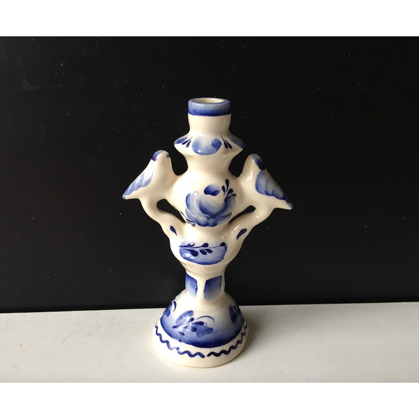 Ceramic candle holder - Two White Holy Doves