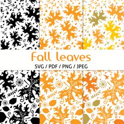 Fall leaves seamless patterns, SVG cut files, autumn paper