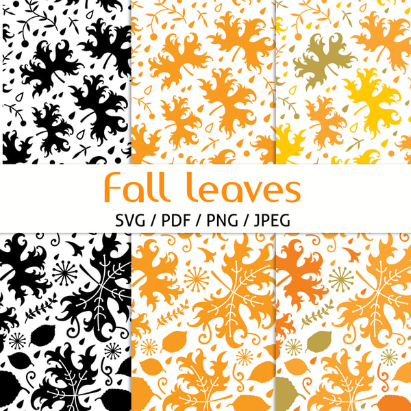 Fall leaves seamless patterns, SVG cut files, autumn paper | Inspire Uplift