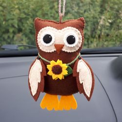 Owl ornament, Kawaii plush, Car accessories for women, Rear view mirror accessories, 21st birthday gift for her