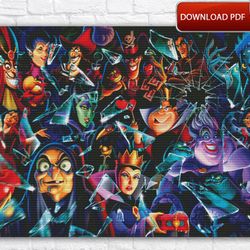 Disney Villains Cross Stitch Pattern / Villains Princess PDF Cross Stitch Chart / Maleficent Cross Stitch Pattern