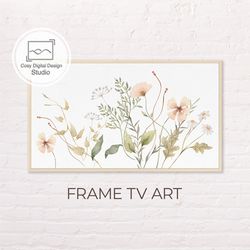 Samsung Frame TV Art | 4k Watecolor Neutral Fall Flowers Art For The Frame TV | Digital Art Frame Tv | Instant Download