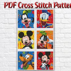 Mickey Mouse Cross Stitch Pattern / Disney Characters Counted PDF Cross Stitch Chart / Mickey Mouse Printable PDF Chart