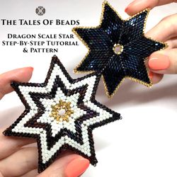 Dragon Scale Beaded Star Tutorial / Toho Hexagon Peyote Star Christmas Ornament Pattern