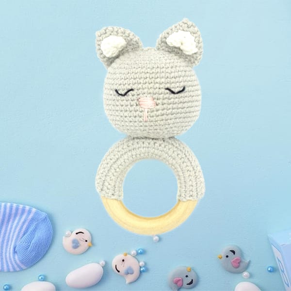 Baby rattle crochet pattern, amigurumi cat baby rattle patte - Inspire ...