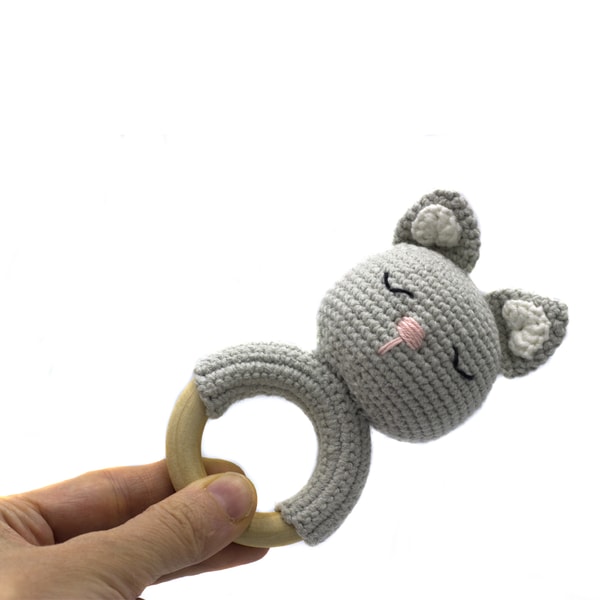 Baby rattle crochet pattern, amigurumi cat baby rattle patte | Inspire ...