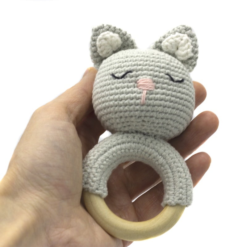 Baby rattle crochet pattern, amigurumi cat baby rattle patte | Inspire ...