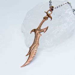 Pure copper Skyrim daedric sword pendant / Skyrim sword necklace / Skyrim, oblivion, morrowind cosplay / Handmade amulet