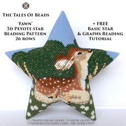 Fawn Peyote Star Pattern / Deer Beaded Star Pattern Seed Bead Ornament Forest Animals