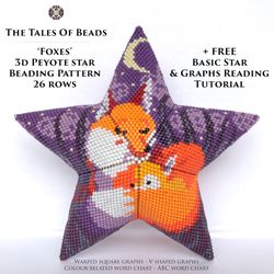 Foxes Peyote Star Pattern / Mother's Day Beaded Star Pattern Seed Bead Ornament
