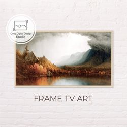 Samsung Frame TV Art | 4k Fall in Mountains River Vintage Autumn Landscape Art For The Frame TV  | Vintage Oil paintings
