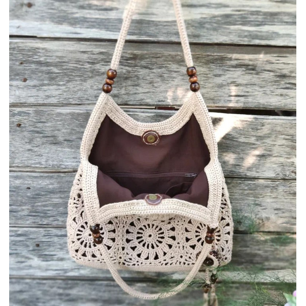 Beige crochet bag pattern for women Crochet summer handbag - Inspire Uplift