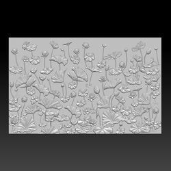 3D STL Model file Panel Lotus bas-relief for CNC Router Engraver Carving