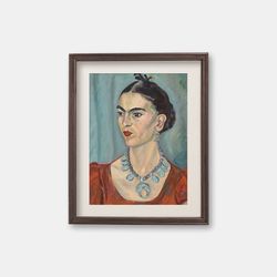 Portrait of Frida Kahlo, vintage oil painting, 1930s