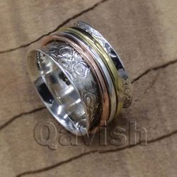 925 Sterling Silver Anxiety Spinner Women  Ring, Tarnish Free Ring