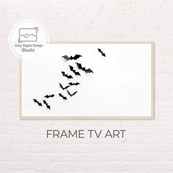 Samsung Frame TV Art | 4k Halloween Neutral Black and White Bats Art For The Frame TV | Digital Art Frame TV
