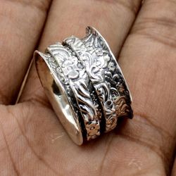 925 Sterling Silver Meditation Spinner Ring, Tarnish Free Ring