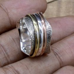 925 Sterling Silver Meditation Spinner Tarnish Free Ring