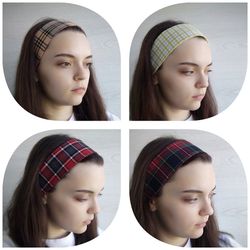 6 designs stylish wide headband made of check fabric. Luxury fashion headbands for women. A cute gift for women.