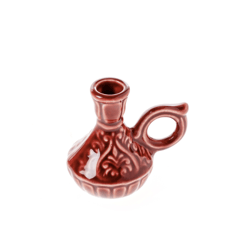 Ceramic Candle Holder - Bottle Bordeaux With A Handle | Height: 6 Cm (2,4 Inches) | Made In Russia
