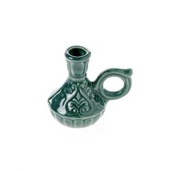 Ceramic candle holder bottle green with a handle | Height: 6 cm (2,4 inches) | Made in Russia