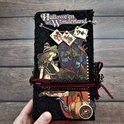 Halloween in Wonderland junk journal Alice in Wonderland junk book themed notebook thick completed for sale