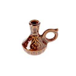 Ceramic candle holder bottle brown with a handle | Height: 6 cm (2,4 inches) | Made in Russia