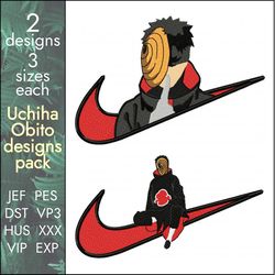 Nike Tobi pack Embroidery Designs, anime Naruto Obito, 2 designs, 3 sizes
