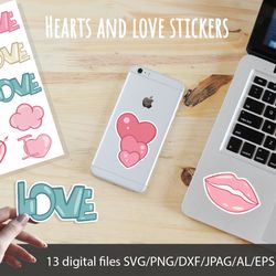 Hearts and love stickers PNG/SVG
