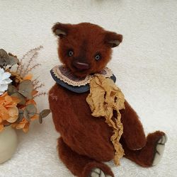 Attractive interior toy teddy bear Martin. Handmade collectible toy OOAK great gift