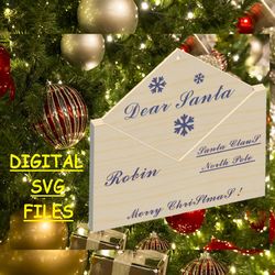 Laser cut files Santa Letter Custom Laser Cutting Christmas Ornament SVG Glowforge ideas Personalize Christmas SVG