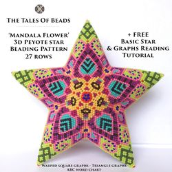 Mandala Flower Peyote Star Pattern / Beaded Star Pattern / Seed Bead Ornament Beading Patterns