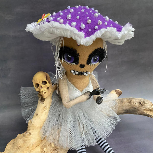 Mushroom doll in Goblincore aesthetic