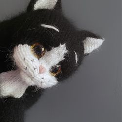 Knitted toy realistic cat toy to order (according to the photo of your pet cat)